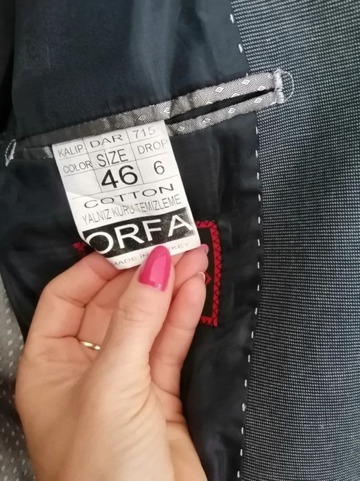 Szara grafitowa marynarka łaty na łokciach czarne wstawki rozmiar 46