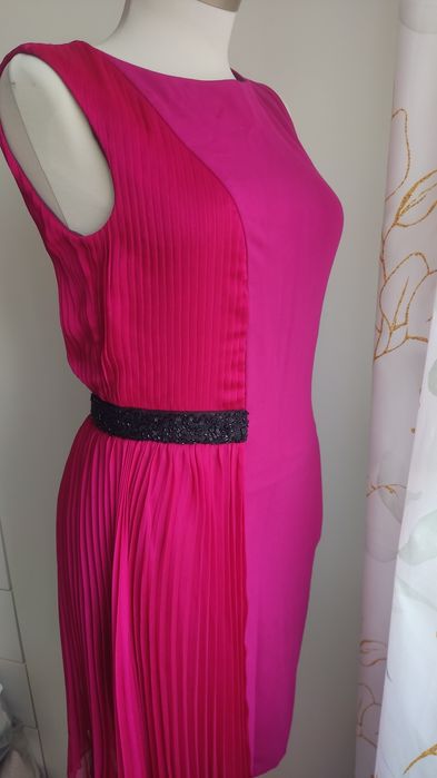 Molton sukienka z plisowanym + błyszczących koralików 36 38