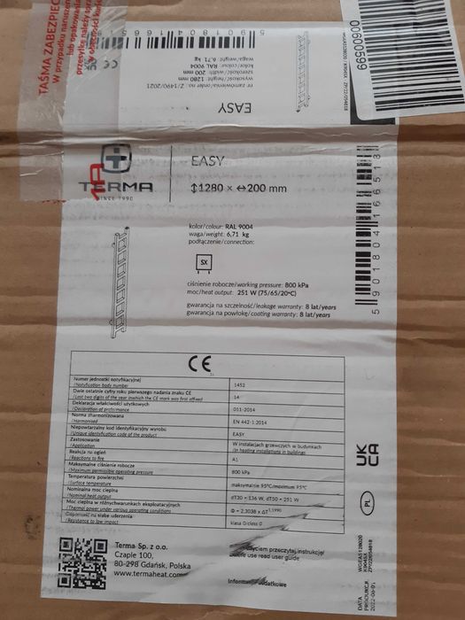 Grzejnik Terma Easy 1280x200