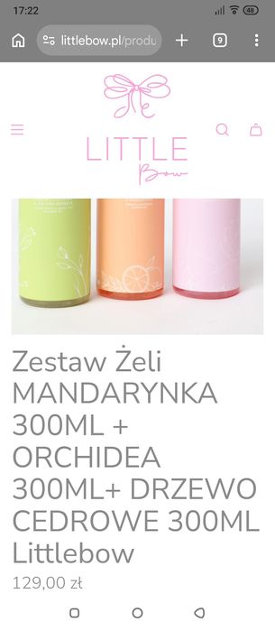 Sprzedam nowy zestaw 3 żeli brokatowych pod prysznic Little Bow