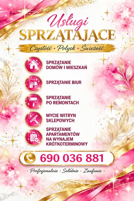 Sprzątanie mieszkań, domów, apartamentów również po remoncie