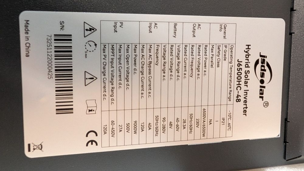Гібридний інвертор JSDsolar J6500HC 48V 6.5kW