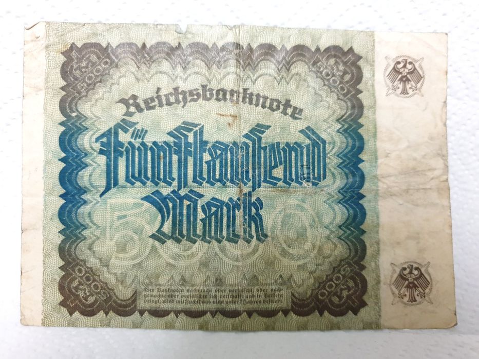Antiga Reichsbanknote 5000 Fünftausend Mark de 1922 - Alemanha