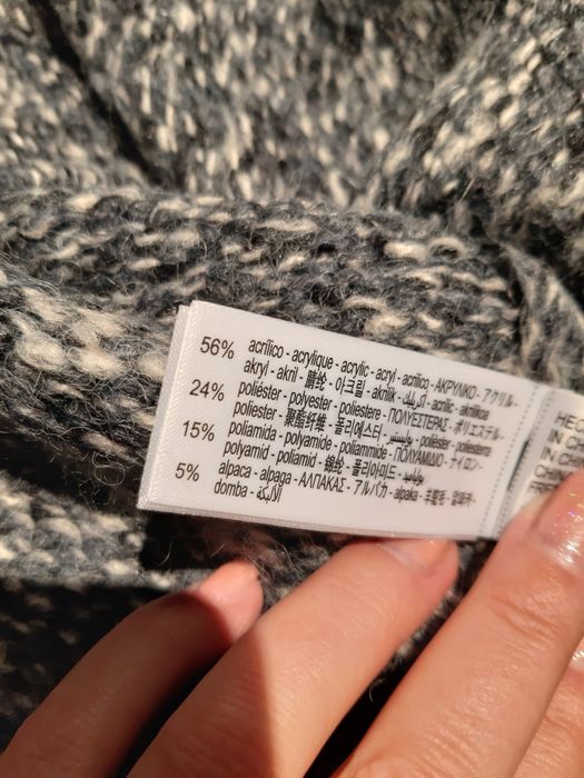 Sweter szary Zara melanż Xl oversize duży dzianina alpaca tkmaxx home