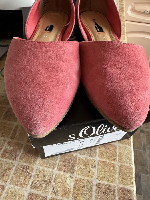 Туфлі балетки s.Oliver замша шкіра
