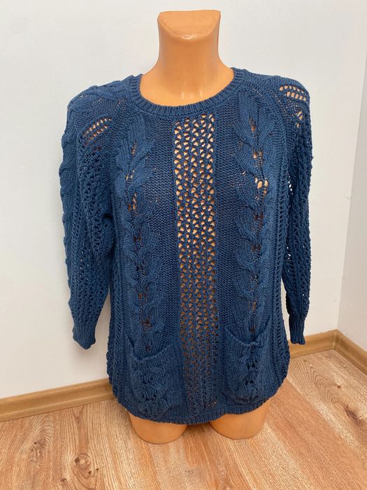 Sweter prześwitujący siateczka M/L narzutka z dziurkami sweter