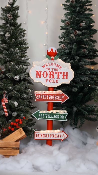 Placa de Natal com Direções – Decoração