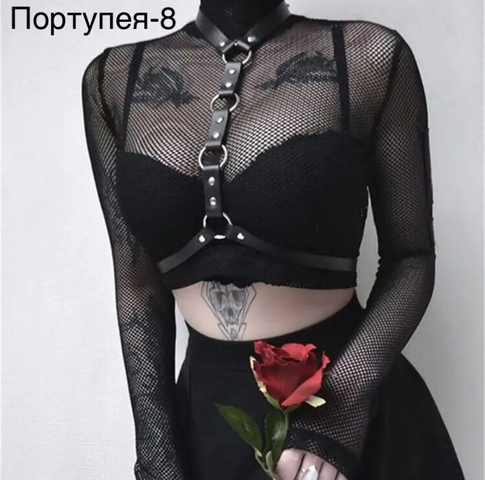 Кожаная портупея - 7/8 секс боди с кольцами, натуральная кожа (новые!)