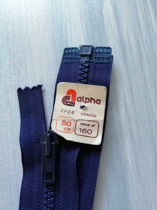 Zamek błyskawiczny suwak 50 cm. Unikat lata 80te. Nowy, z metką.