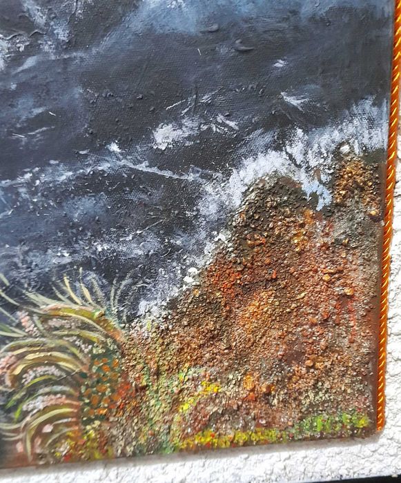 Quadro pintado á mão na técnica de acrilico...pintura naif