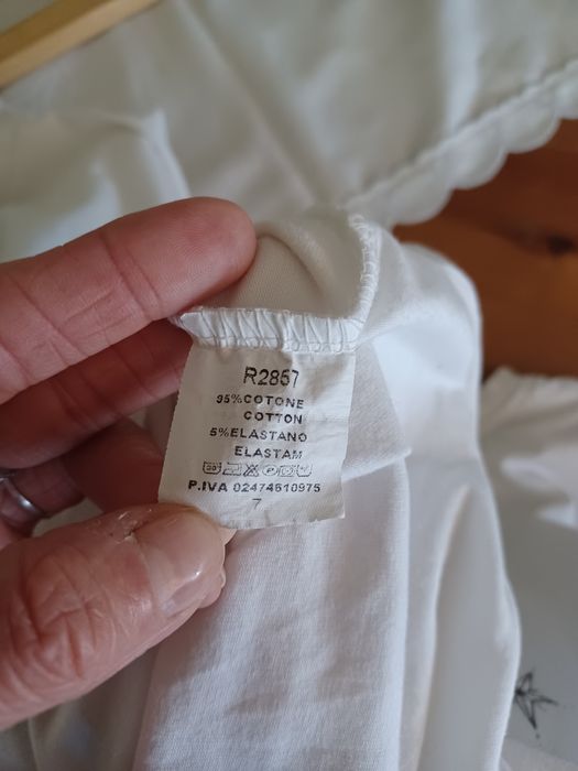 T-shirt biały z aplikacja, Mode in Italy, rozm.L