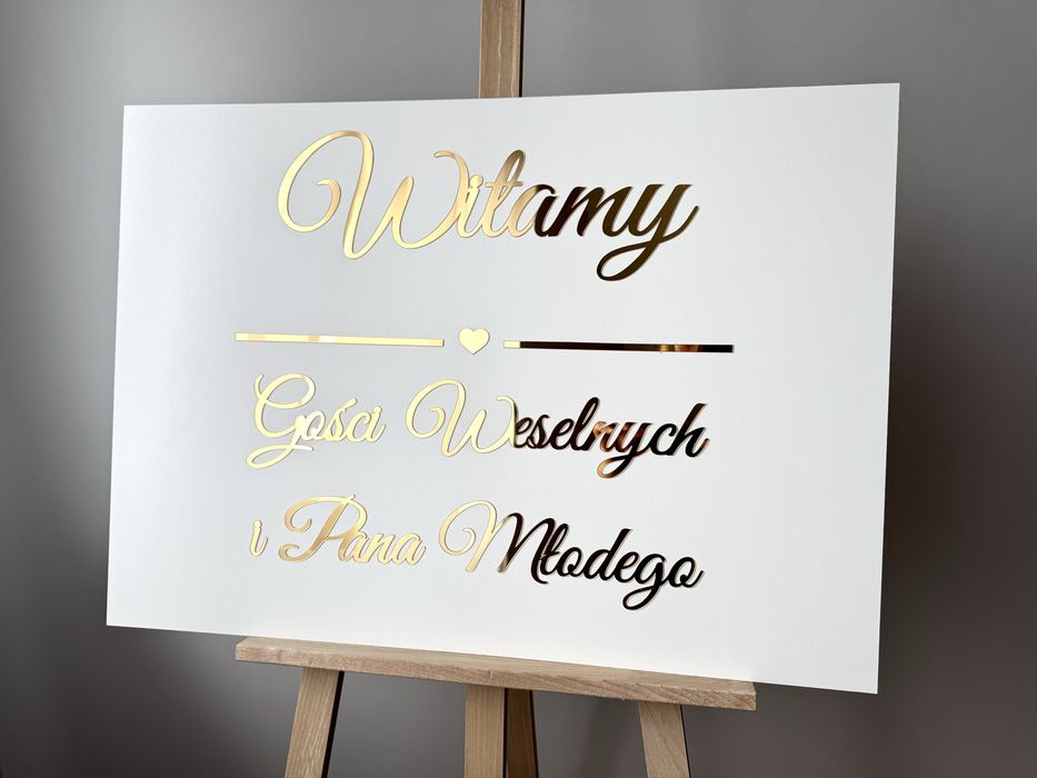 Tablica powitalna dekoracje sali domu ślubne witamy Gości weselnych