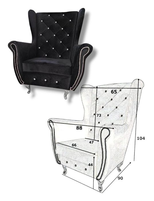 Kanapa rozkładana komplet zestaw wersalka fotel pufa podnóżek Glamour