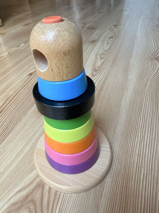 Klocki drewniane, wieża Ikea