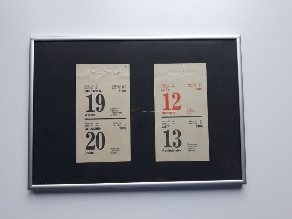 kartki z kalendarza rok 1989