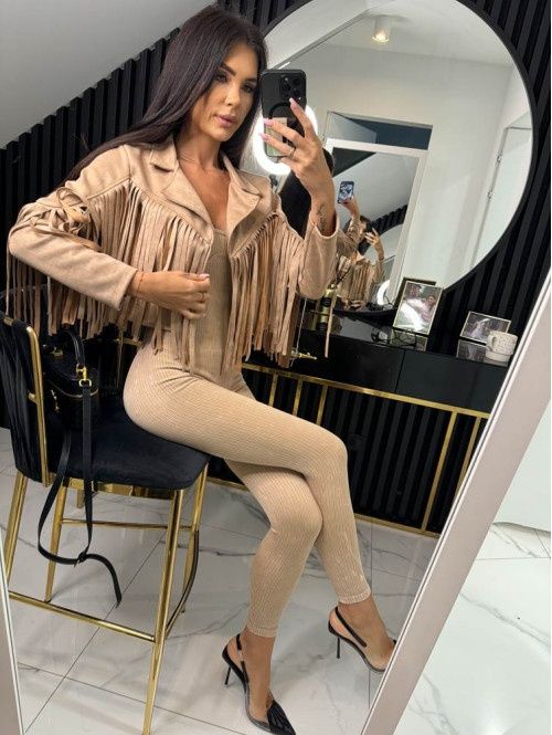 Kurtka zamszowa z frędzlami