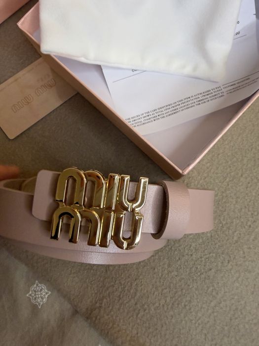 Pasek Marki Miu Miu Rozowy Skorzany