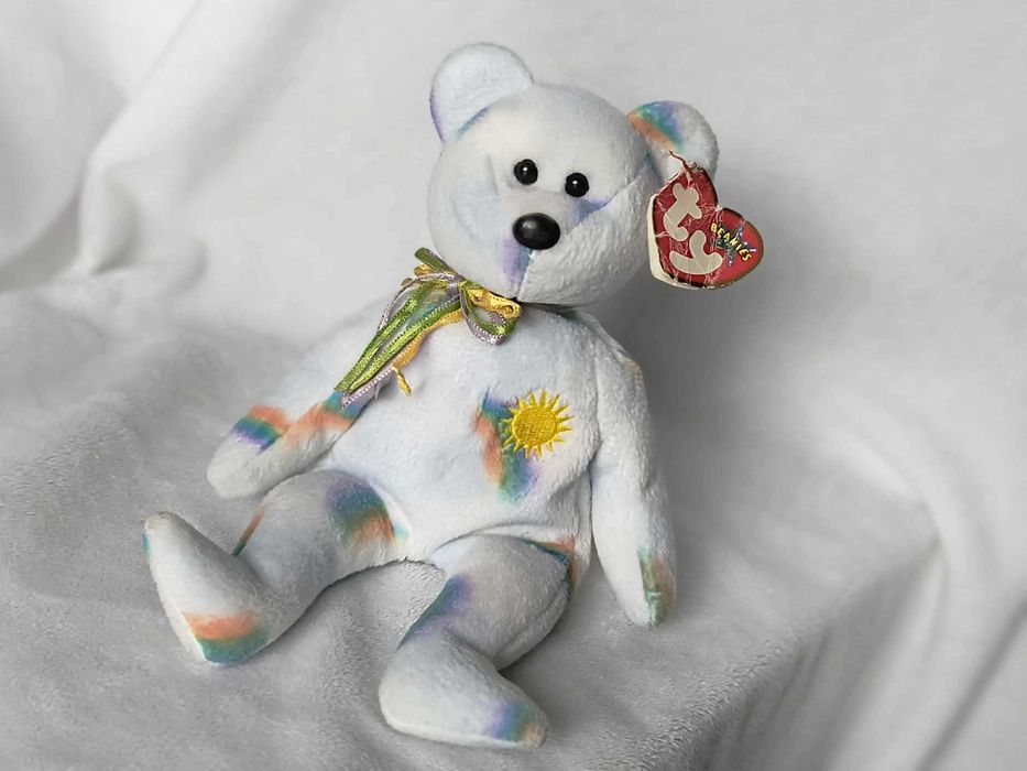 Maskotka pluszowy miś biały tęczowy pastelowy Cherry TY Beanies metka