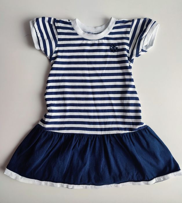 Bawełniana sukienka baby Doll 104 cm marynarki wzór