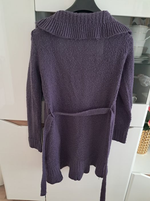 Sweter kardigan fioletowy gruby mięsisty M/L