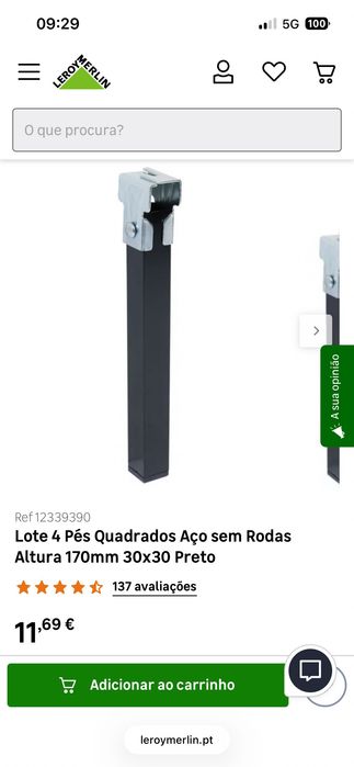 Pés para móveis em Aço sem Rodas (8 unidades)