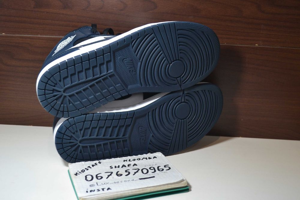 nike jordan 1 mid armory navy 42.5р кроссовки хайтопы кожаные оригинал