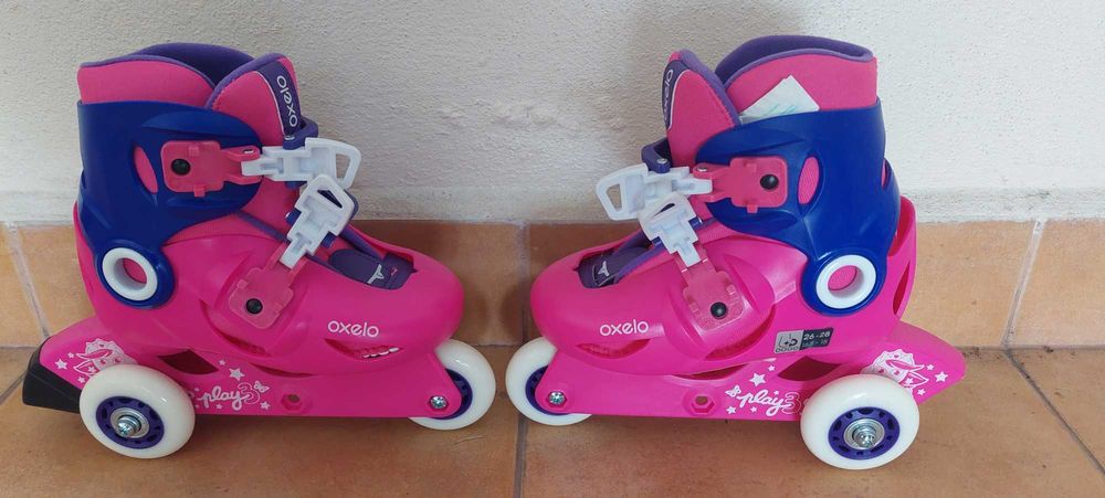 Patins em linha de criança com pouco uso