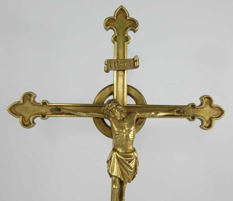 Krzyż krucyfiks mosiądz pasyjka JEZUS 50,5 cm GOTYK