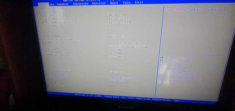 Motherboard Asus h110m-c2 com CPU  i3-7100