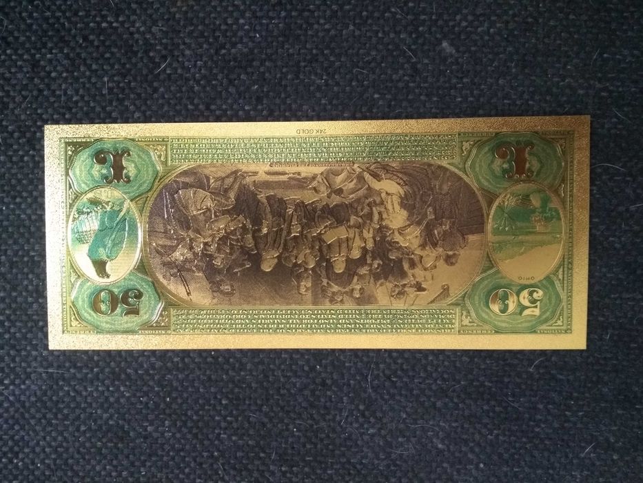 Banknot kolekcjonerski pozłacany - 50 dolarów starych