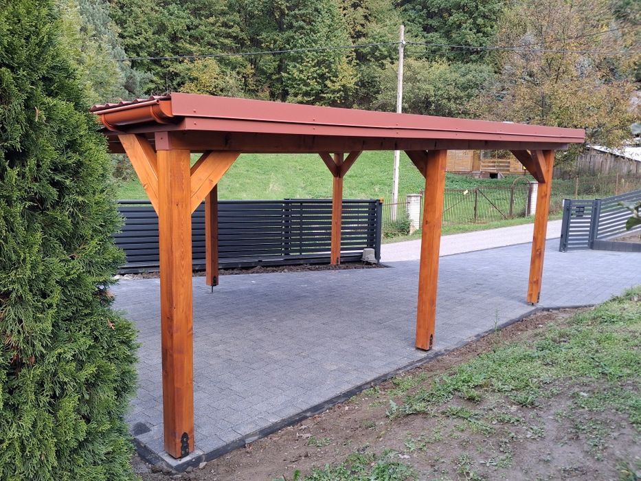 Wiata garażowa drewniana carport zadaszenie tarasu garaż