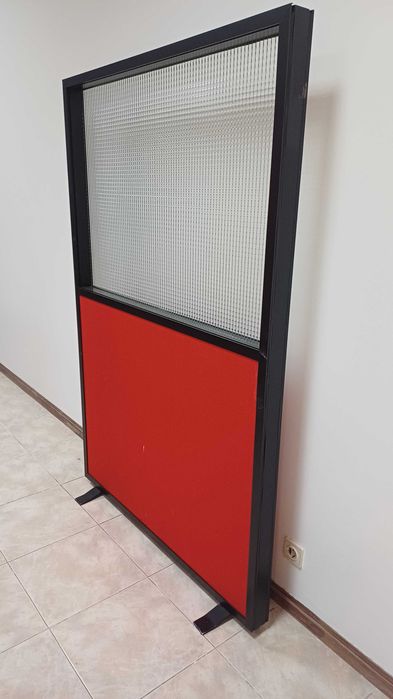 3 Painéis Biombos C/ Vidro e Tecido