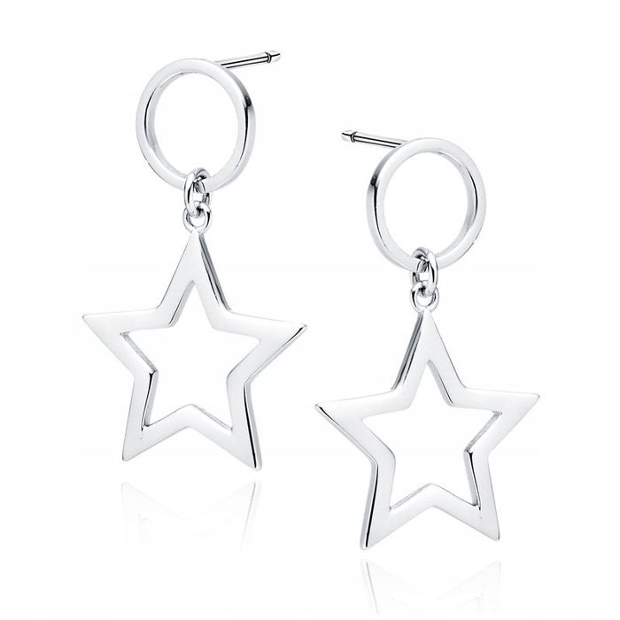 Kolczyki Srebrne Dla Dziewczynki Wiszące Gwiazdki Próba 925 Prezent+gr