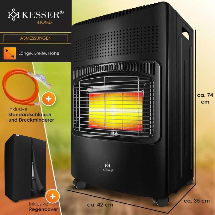 Інфрачервоний газовий обігрівач KESSER 4200W 35 x 42 x 74 см чорний