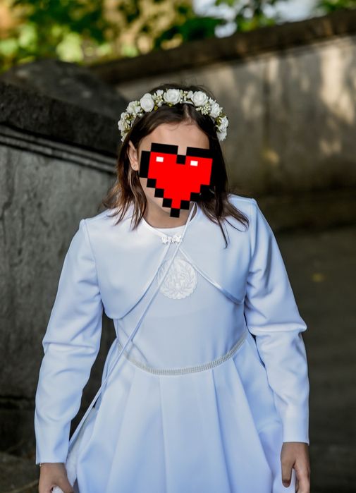 Zestaw sukienka komunijna, bolerko, rękawiczki, torebka "impressja"