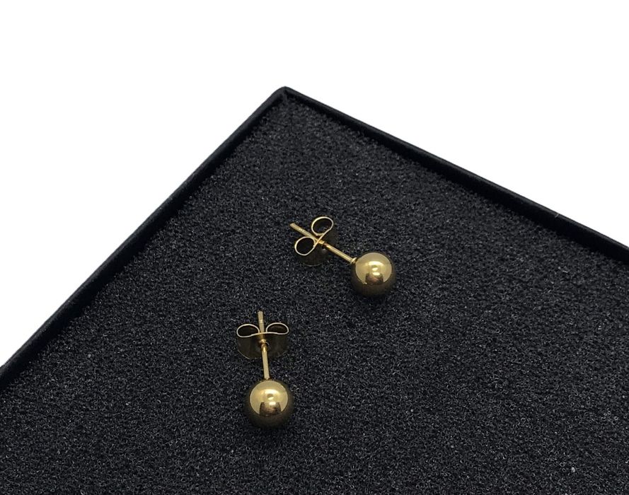 Kolczyki złote kulki 6mm wkrętki stal chirurgiczna