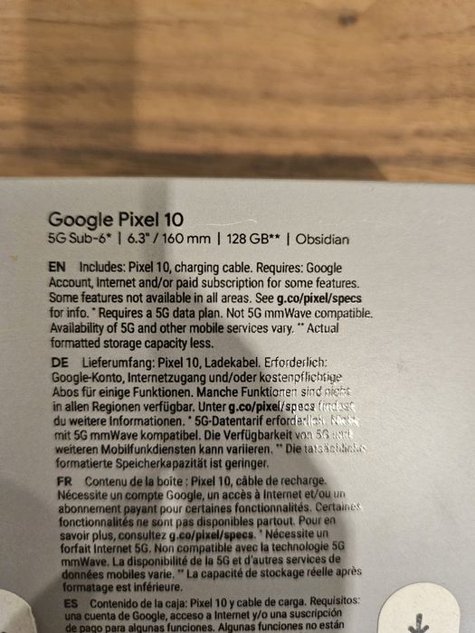 Google Pixel 10 - 128 GB - Obsidian - Selado com garantia
