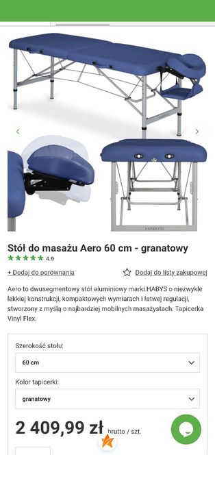 Stół do masażu Habys Aero Nowy