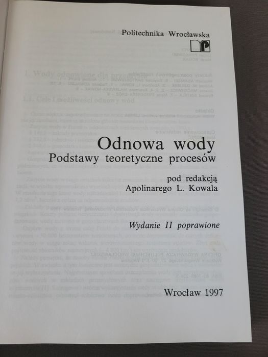 Odnowa wody podstawowy teoretyczne procesow
