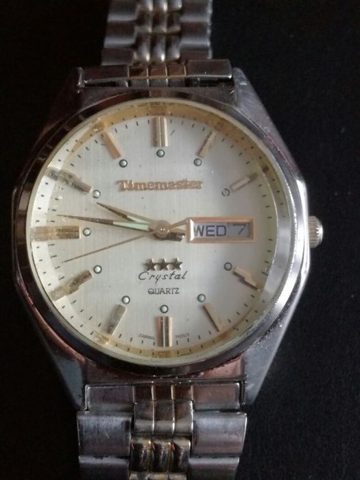 Męski zegarek Timemaster Crystal 3 star - bransoleta,podwójny datownik