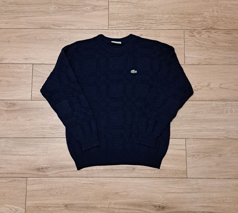 Męski granatowy wełniany sweter Lacoste vintage