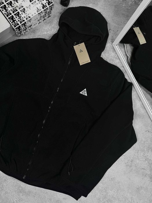Флісова зіпка Nike ACG Polartec чорна з капюшоном тепла кофта (M-XXL)