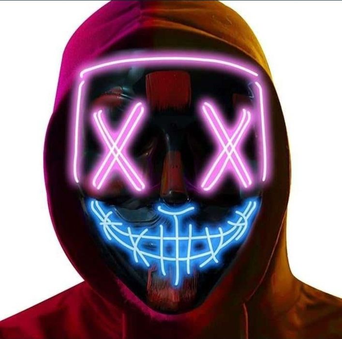 Maska LED na halloween, karnawał, świecąca maska na imprezy