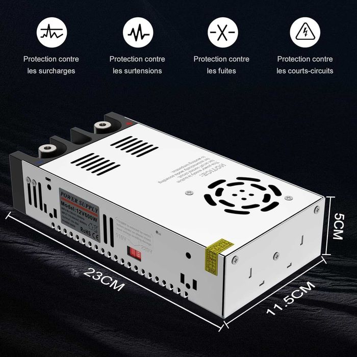 IMAYCC Zasilacz impulsowy 12 V 50 A, 600 W