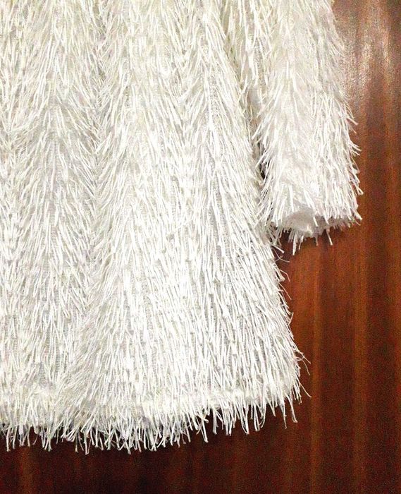 Camisola branca de malha com franjas da Zara M Nova