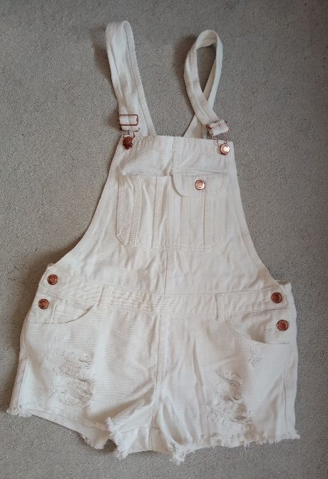 Ogrodniczki spodenki dżinsowe białe