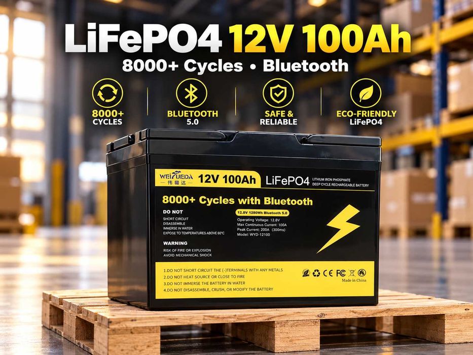 Аккумулятор DUMFUME, Datou Boss Bluetooth  12V LiFePO4 100 BMS Батарея IP67. Акумулятор Datouboss, BMS, 1280Wh LiFePO4 12V 100Ah.