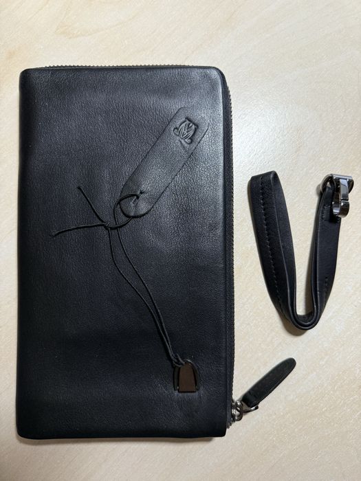 Чоловічий шкіряний портмоне Wanlima з ремінцем 20х12 см