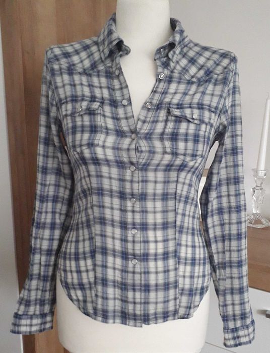 Koszula w kratę bawełna 100% roz.XS, 146-152