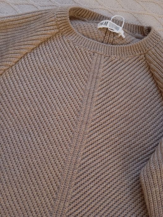 H&M Kids Exclusive 8-10lat Sweter 100% wełna szarobrązowy